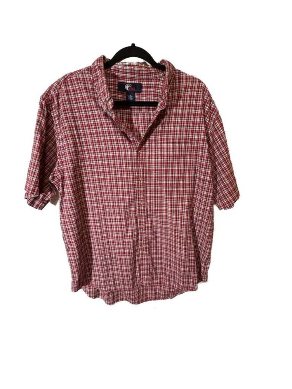 OCI Red Plaid Short Sleeve Button Down Shirt XL